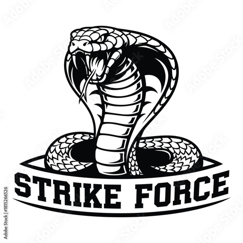 Striking Cobra Snake Artwork Black and White Silhouette Design Template