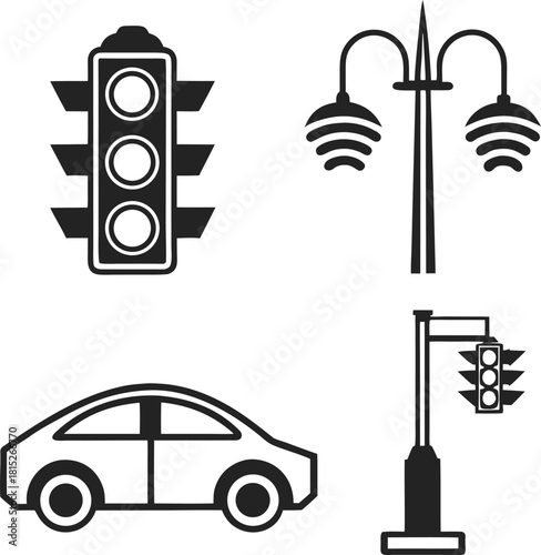 Urban Traffic and Street Furniture Icons traffic light