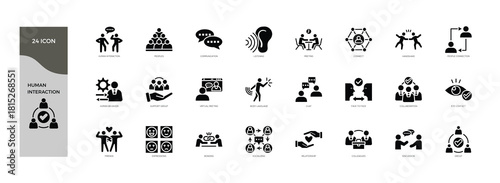 human interaction glyph icon set
