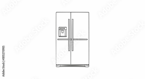 Simple black and white line drawing of a modern refrigerator.