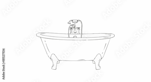 Elegant Clawfoot Bathtub with Vintage Faucet - A Classic Bathroom Fixture.