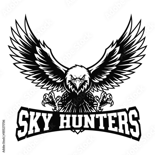 Eagle soaring with spread wings a majestic bird of prey illustration