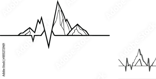 Minimal heartbeat line transitioning into a mountain 2