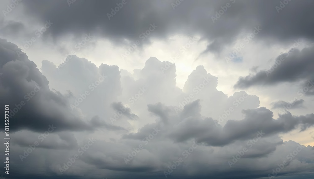 Fototapeta premium Dense cumulus cloudscape, heavy, brooding, gray, blue, image
