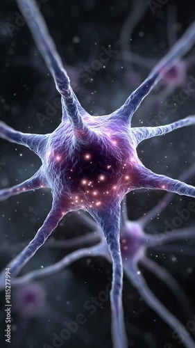 Detailed Scientific Illustration of a Neuron Structure in Action