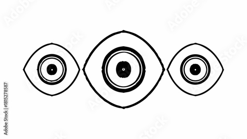 Vector Abstract design featuring three nested circles resembling eyes, conveying sense of depth
