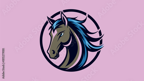 Stylized horse head emblem with flowing mane