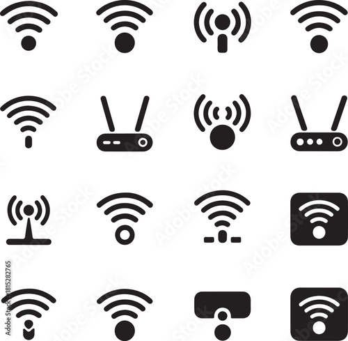 Wi-fi and wireless network icons set