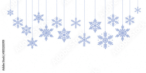 Hanging snowflakes vector design on white background