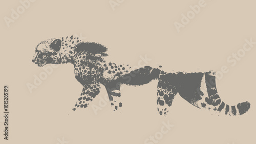 A semi-transparent cheetah shape filled with a savanna landscape, appearing to fade away.
