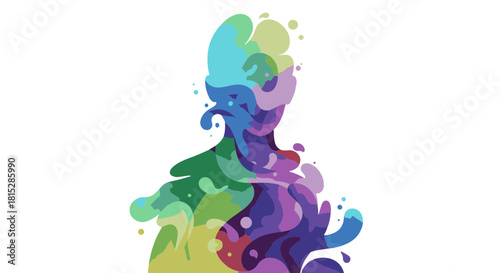 Abstract Fluid Human Silhouette of Rainbow Color Waves