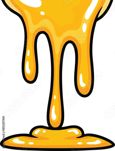 Golden Honey Drips and Puddles Against a Stark White Background