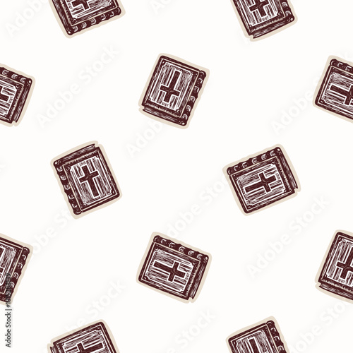 Bible book of Gods word vector pattern. Seamless wallpaper for Christian bible study, faith notes and sermon jorunal. Religious lino cut background. 