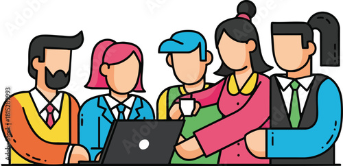 Teamwork Meeting With Laptop And Coffee In A Bright Room