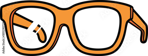Bright Orange Retro Style Eyeglasses with Thick Frames on White Background