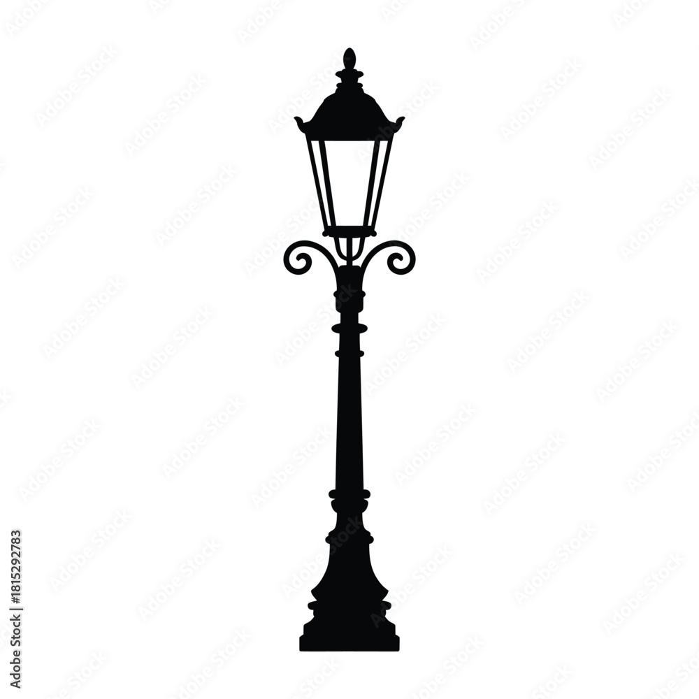 Obraz premium Classic black silhouette of an ornate victorian street lamp