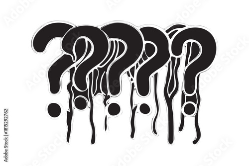 Group of Dripping Question Marks with Different Colors Illustration