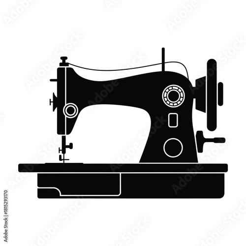Classic black silhouette of a vintage sewing machine