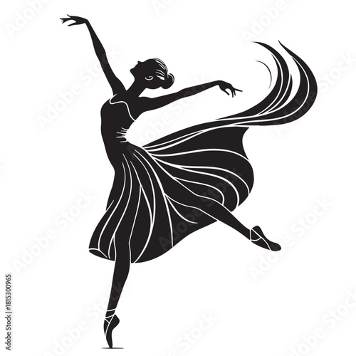 Black dancer Silhouette Vector, High Quality Illustration on White Background