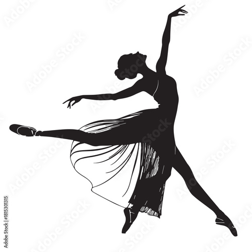 Black dancer Silhouette Vector, High Quality Illustration on White Background