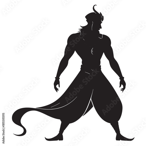 Black djinn genies Silhouette Vector, High Quality Illustration on White Background