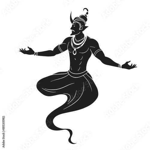 Black djinn genies Silhouette Vector, High Quality Illustration on White Background