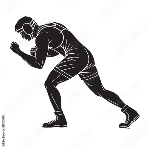 Black glima icelandic viking wrestling Silhouette Vector, High Quality Illustration on White Background