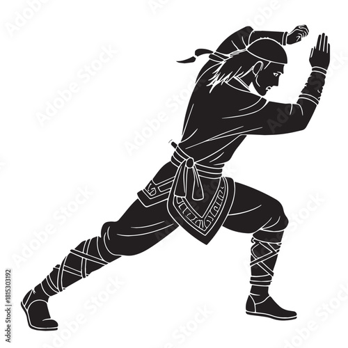 Black glima icelandic viking wrestling Silhouette Vector, High Quality Illustration on White Background