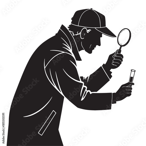Black forensic science Silhouette Vector, High Quality Illustration on White Background