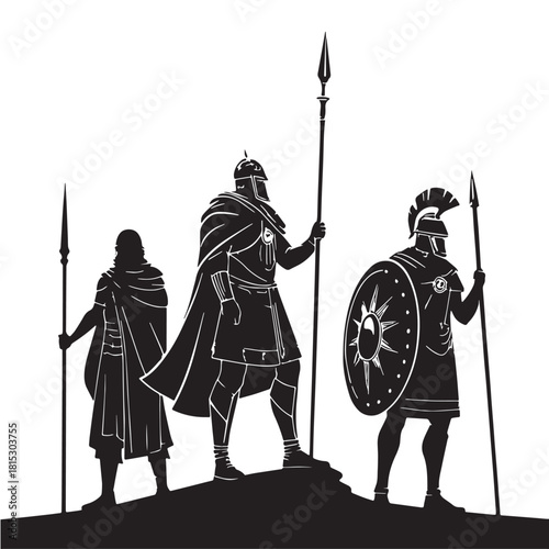 Black guardians of sacred places Silhouette Vector, High Quality Illustration on White Background