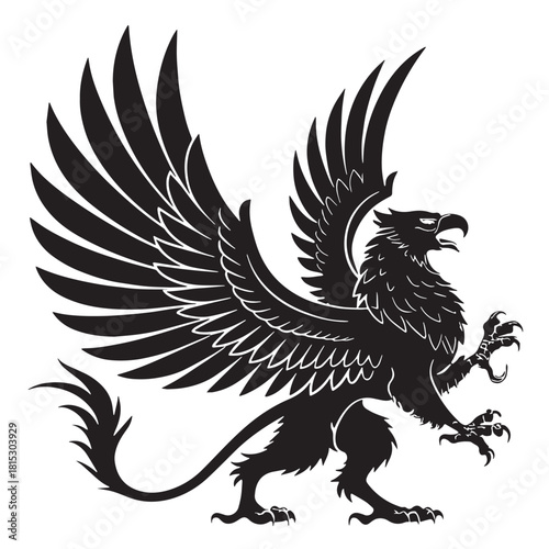 Black griffins Silhouette Vector, High Quality Illustration on White Background