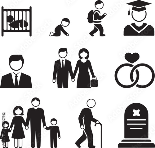 Human life stages pictograms