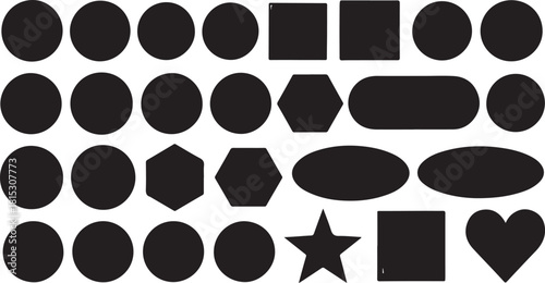 Black Geometric Shapes on White Background Abstract Graphic Design Concept