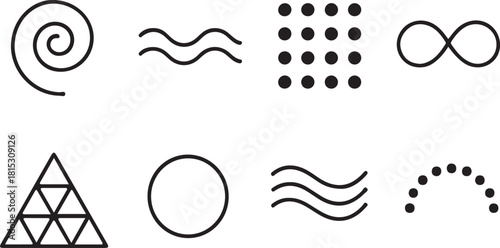 Geometric Shapes Set on White Background for Abstract Design Concepts