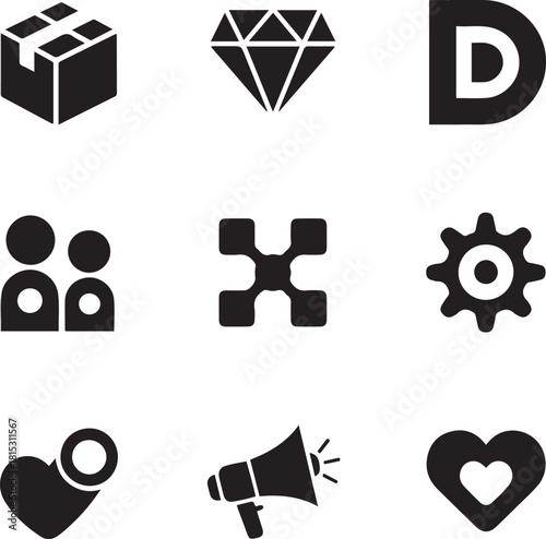 Universal solid black icon set