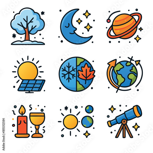 December solstice inspires depictions of nature celestial objects and scientific instruments winter observations.