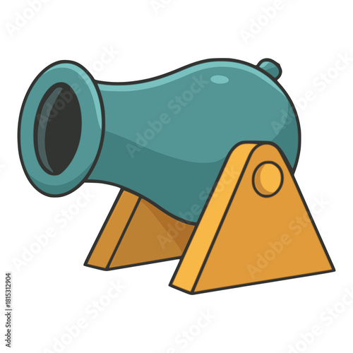 vintage medieval cannon retro weapon flat color vector illustration template design