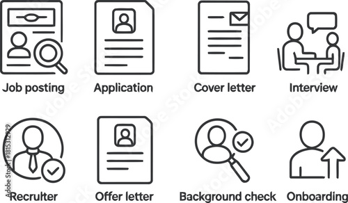 Job application process icons vector illustration for web design