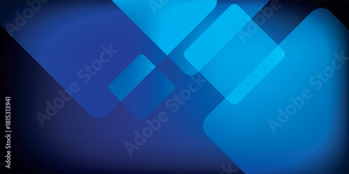 Dynamic Abstract Pattern of Overlapping Blue and Cyan Rounded Geometric Shapes.