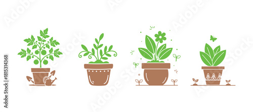 Potted plant doodle icon, great for adding a decorative touch to your garden or vegetable garden, perfect for decor.
