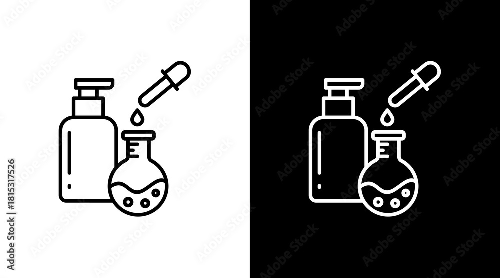 Obraz premium Cosmetic Science White Icon Set Design