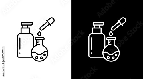Cosmetic Science White Icon Set Design