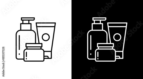 Skin Care Products White Icon Set Design