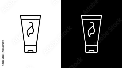 Face Cleanser White Icon Set Design
