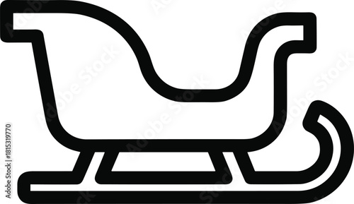 Santa Claus sleigh line icon, Christmas sled black outline, winter holiday transportation symbol, simple vector illustration.