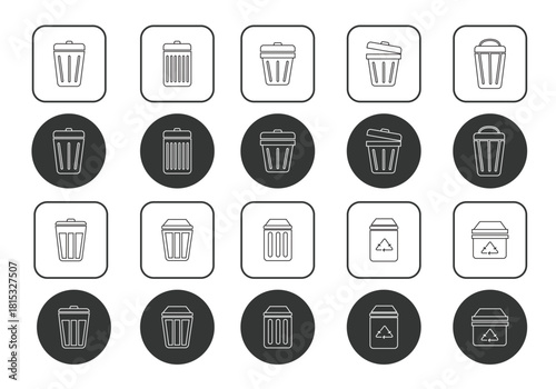 Trash can icon - Black and White