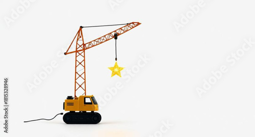 Heavy industrial crane hook 3D illustration for construction and engineering site equipment on white background