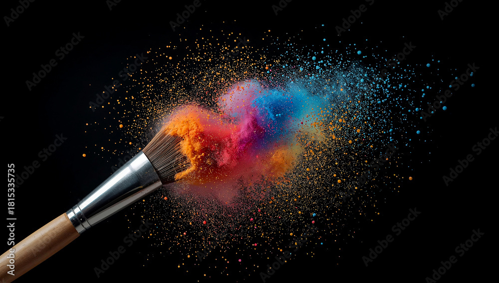 Fototapeta premium Paintbrush releasing a vibrant cloud of color