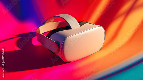 VR Headset on a Vibrant Gradient Background