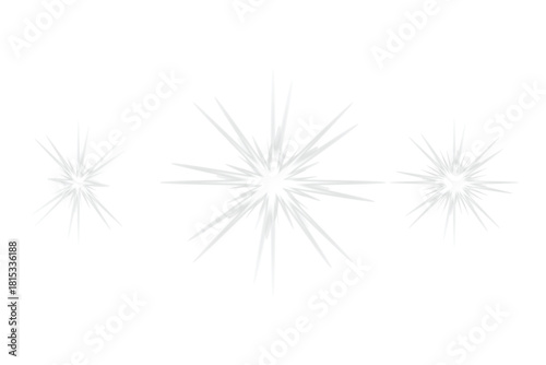 Bright White Starburst Light Effect Set on Black Background – Sparkle, Lens Flare & Glow Burst Collection